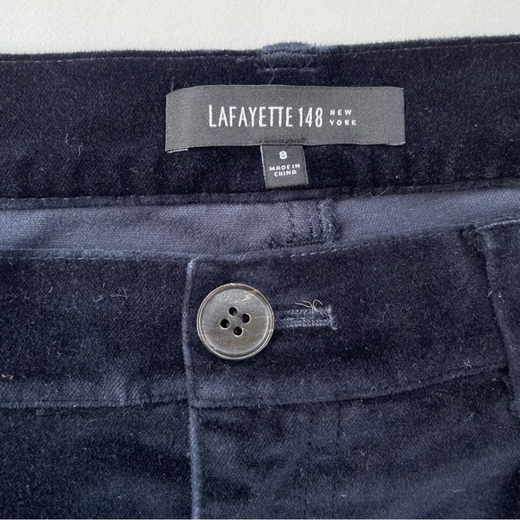 Lafayette 148 New York Women’s Black Blue Velvet Pants Size 8 - Picture 5 of 10
